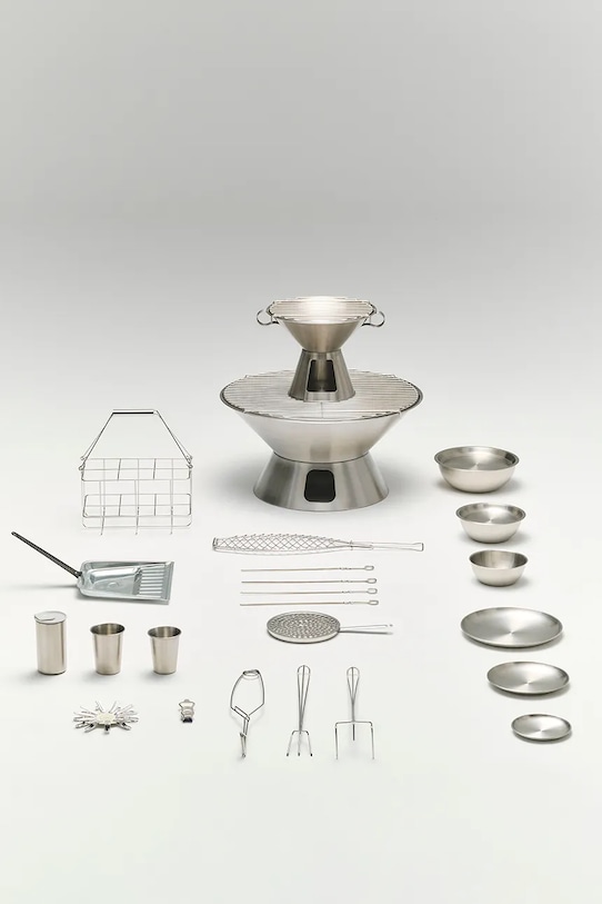 HAY grill przenośny ze stali nierdzewnej 25,5 x 34 x 40 cm szary AE950.A962