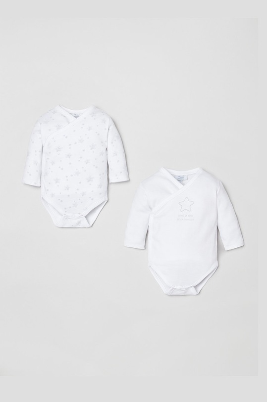 OVS body bawełniane niemowlęce (2-pack) Planet friendly biały 1435502.NEWBORN