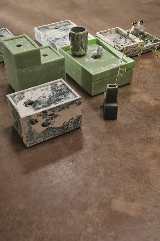 Salon i sypialnia ferm LIVING pudełko do przechowywania Mist Box 1104269933 beżowy