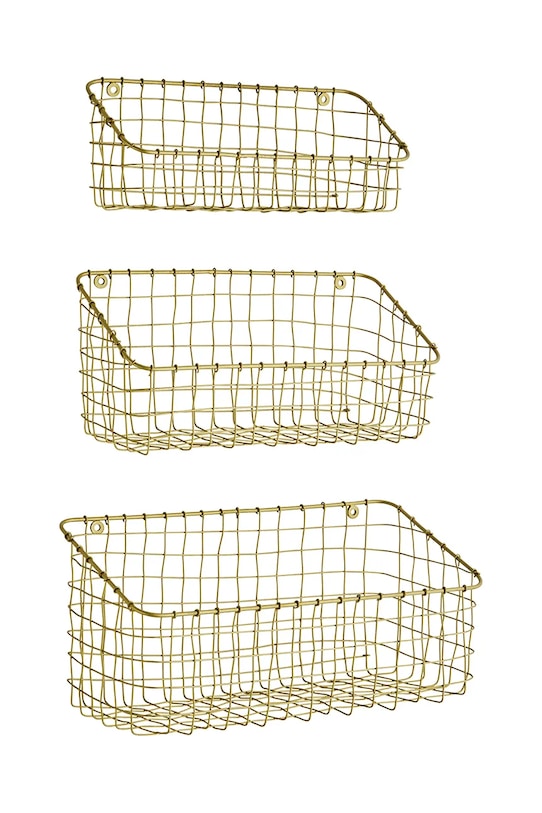 Madam Stoltz coș de perete pentru depozitare 3-pack galben 35874AB