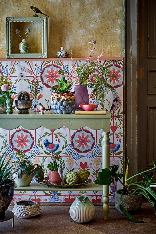Κρεμαστό ράφι Bloomingville Larna 35 x 35 x 12 cm 82065010 πράσινο