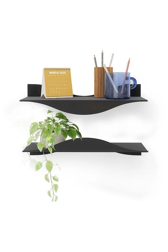 Nástenná polica Umbra Surf 43,1 x 17,7 x 9,9 cm 2-pak 1023282.040 čierna AA00