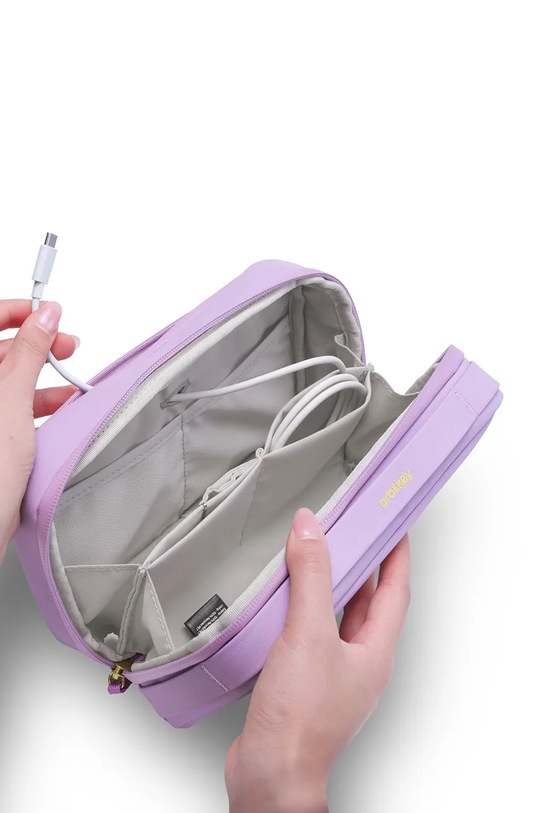 Salon i sypialnia Orbitkey organizer podróżny 2w1 Tech Pouch x KonMari 23 x 14 x 8 cm WTP1.LIL.109 fioletowy