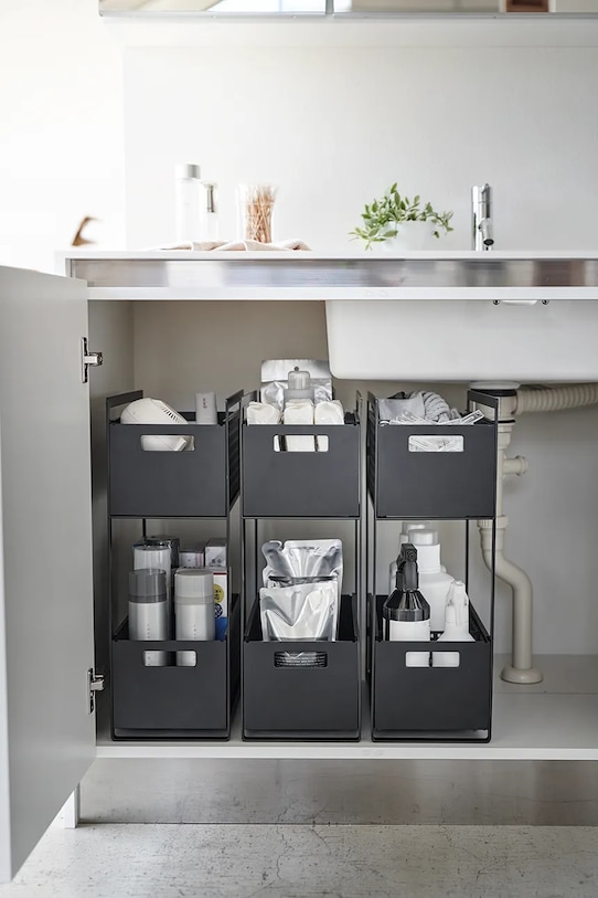 Yamazaki kosze do przechowywania ze stojakiem Tower 16 x 32,5 x 46 cm czarny 5219