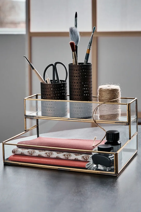 Salon i sypialnia House Doctor organizer biurkowy HDArca 30,5 x 15 x 21 cm 203991113 żółty