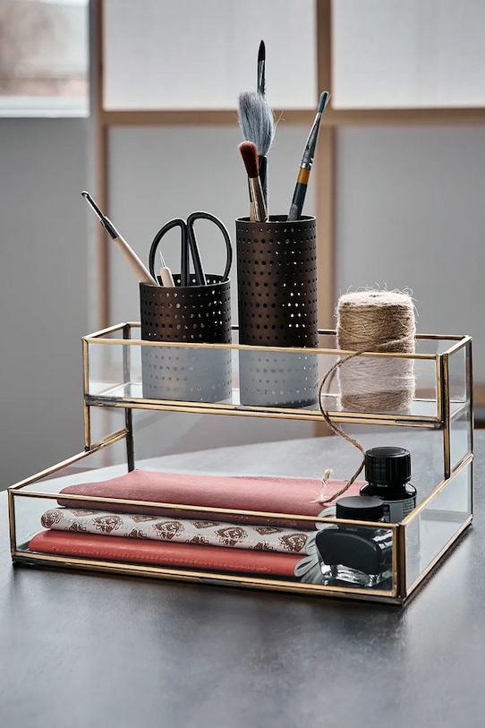 Salon i sypialnia House Doctor organizer biurkowy HDArca 30,5 x 15 x 21 cm 203991113 żółty