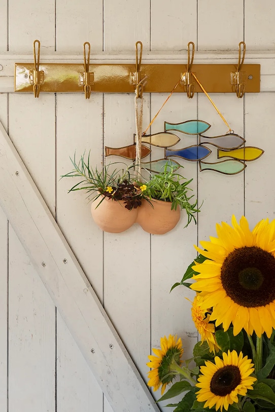 Madam Stoltz wieszak ścienny 57 x 12 x 5 cm 17166MUS żółty AA00