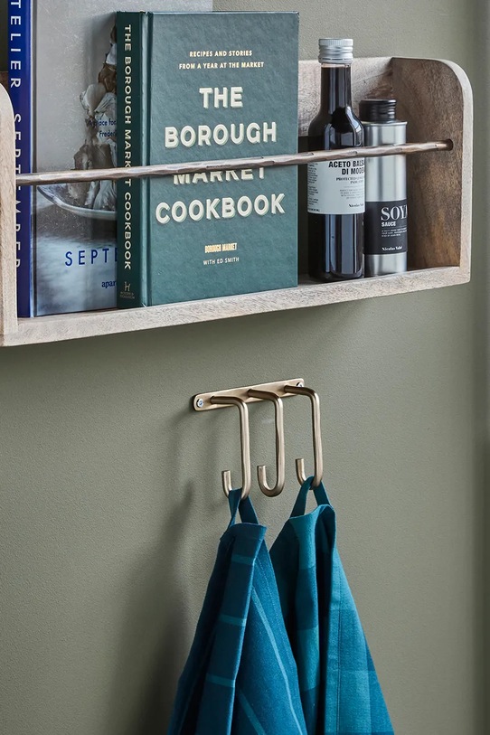 Salon i sypialnia House Doctor wieszak ścienny ze stali nierdzewnej 15 x 4 x 10 cm 205345018 żółty