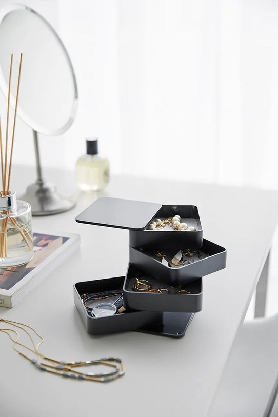 Salon i sypialnia Yamazaki organizer na biżuterię Tower 9 x 9 x 10 cm 1754 czarny