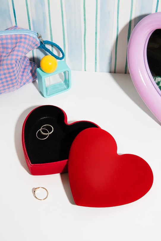 Living și dormitor DOIY Cutie de bijuterii pentru bijuterii din plastic 13 x 12 x 5 cm DYBOXLORE rosu