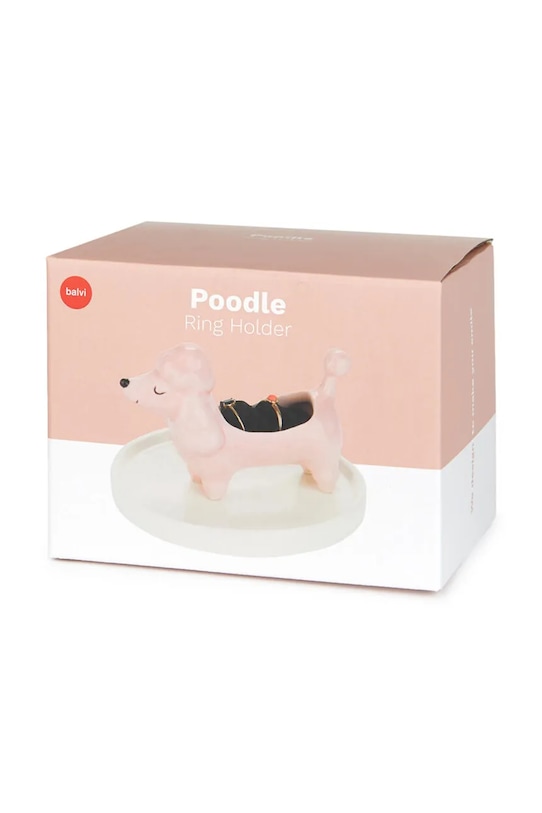 Balvi uchwyt na pierścionki z ceramiki 7,5 x 11 x 11 cm różowy 28221