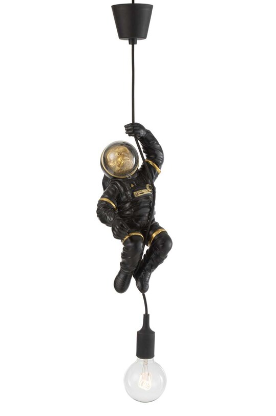 Salon i sypialnia J-Line lampa wisząca Hanging Astronaut 26783 czarny