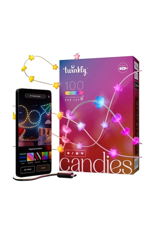 Twinkly inteligentna girlanda led Candies 100 RGB LED gwiazdy, 6 mb TWKS100RGB.T multicolor AA00