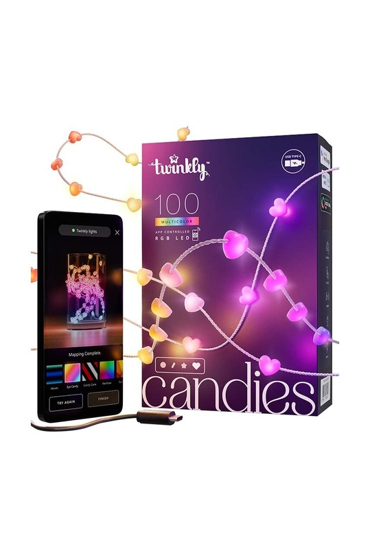 Twinkly inteligentna girlanda led 100 RGB LED serca, 6 mb TWKH100RGB.T multicolor AA00