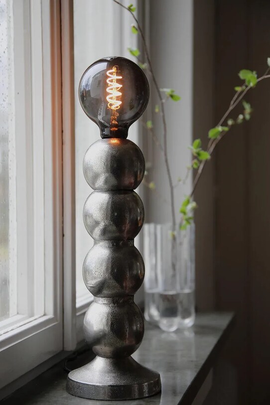 Salon i sypialnia Markslöjd lampa stołowa Gong 108781 szary