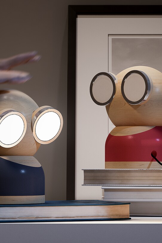 Obývacia izba a spálňa Led nočné svetlo Design Nest Mr Watt Goggle KB693MRWATTWOODRED červená