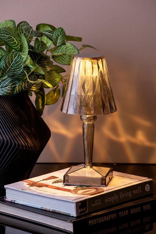 Leitmotiv lampa stołowa led Gem szary LM2262GY