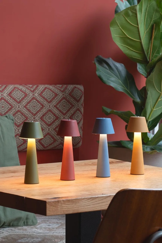 Salon i sypialnia Leitmotiv lampa stołowa bezprzewodowa led Mini LED Cone LM2242BL niebieski