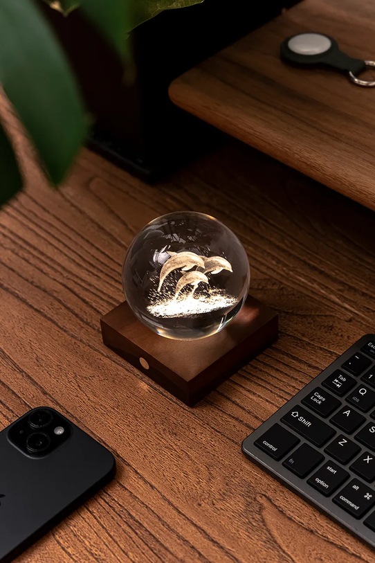 Gingko Design lampa stołowa bezprzewodowa led Amber Crystal Light 9,5 x 8 cm brązowy G025DO