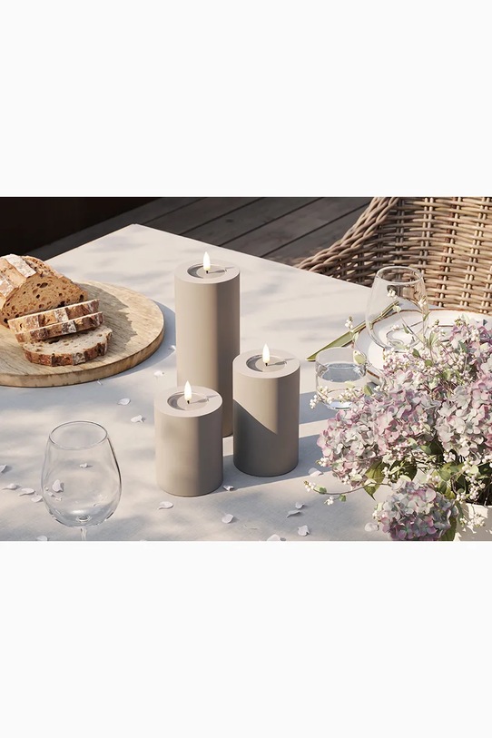 Dnevna soba in spalnica Led sveča Deluxe Homeart Gra Bloklys 7,5 x 20 cm RF.0033 siva