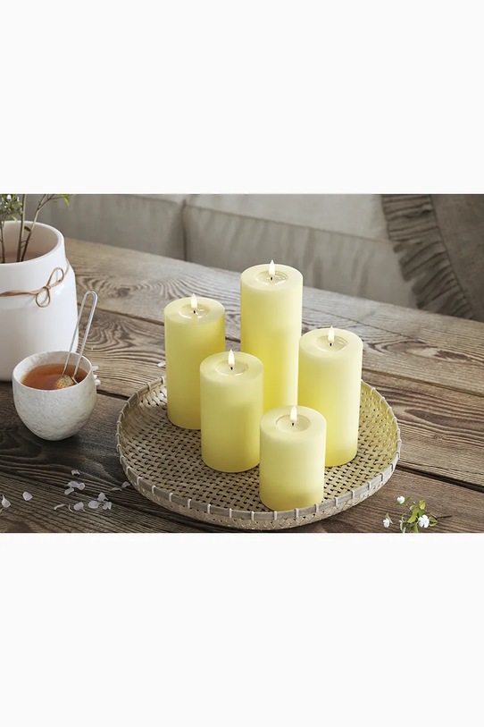 Dnevna soba in spalnica Led sveča Deluxe Homeart Lys Gul Bloklys 5 x 15 cm RF.0120 rumena