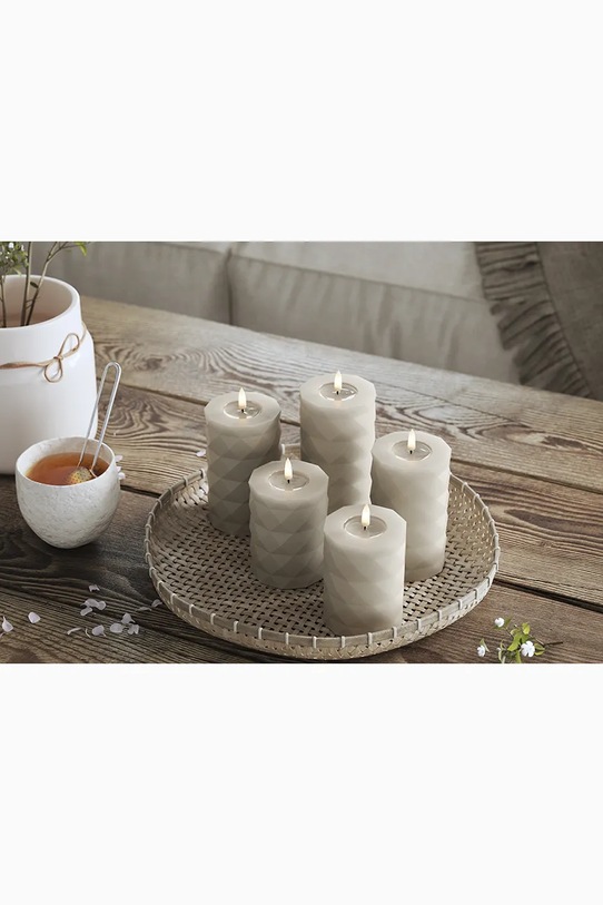 Dnevna soba in spalnica Led sveča Deluxe Homeart Square Bloklys 7,5 x 15 cm RF.S.0006 siva