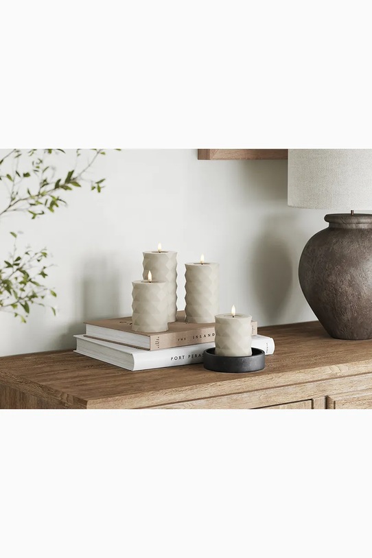 Led sveča Deluxe Homeart Square Bloklys 7,5 x 15 cm siva RF.S.0006