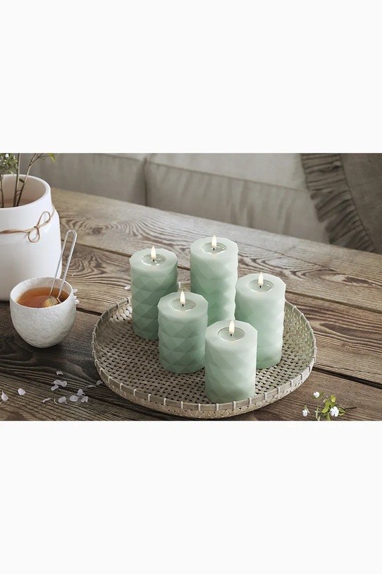 Dnevna soba in spalnica Led sveča Deluxe Homeart Square Bloklys 7,5 x 12,5 cm RF.S.0011 turkizna