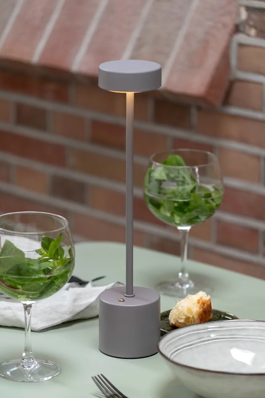 Leitmotiv lampa stołowa bezprzewodowa led Ganar 8 x 8 x 37.5 cm szary LM2279GY