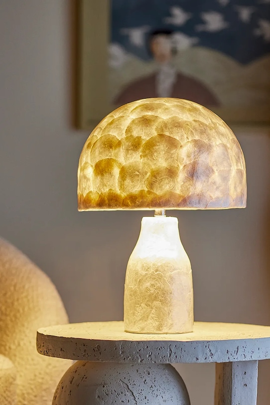 Salon i sypialnia Bloomingville lampa stołowa Adria 30 x 43 cm 82068759 biały