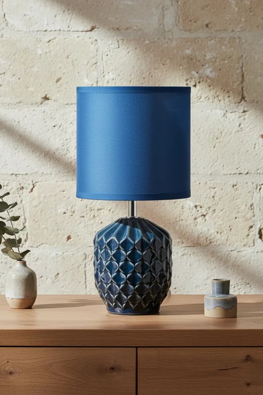 Lampa stołowa z ceramiki 14 x 14 x 20 cm HTLA2216.SR granatowy AA00