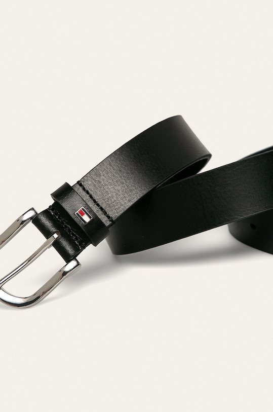 Tommy Hilfiger - Kožený opasok WW0WW11589 čierna AA00