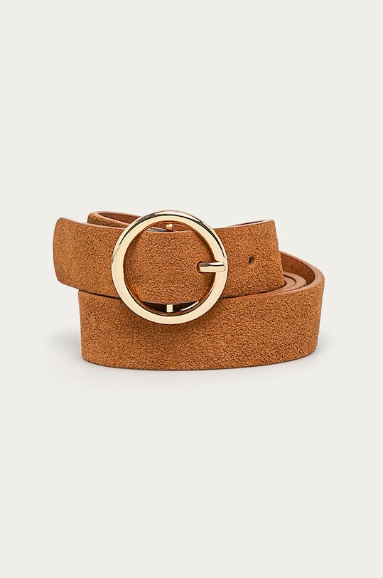 Pieces pasek skórzany brązowy 17106159