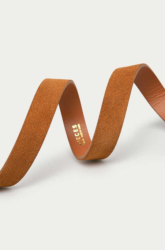 Pieces pasek skórzany 17106159 brązowy AA00