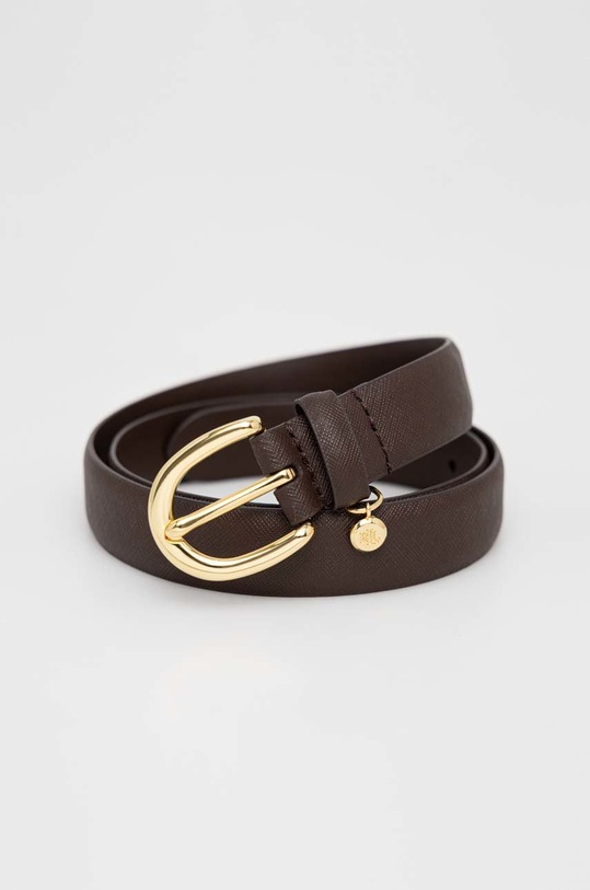 Kožený pásek Lauren Ralph Lauren hnědá 412802952