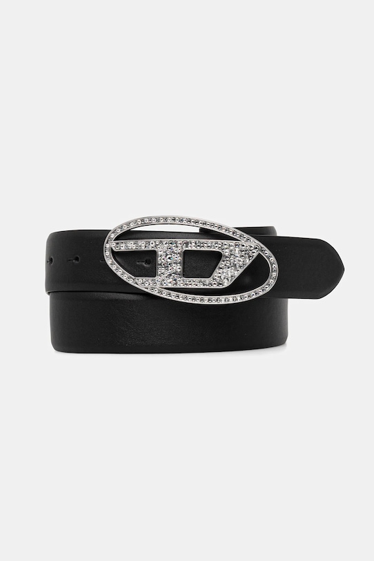 Diesel curea de piele OVAL D LOGO B-1DR STRASS negru X09611.P6364