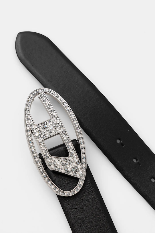 Diesel curea de piele OVAL D LOGO B-1DR STRASS X09611.P6364 negru AA00