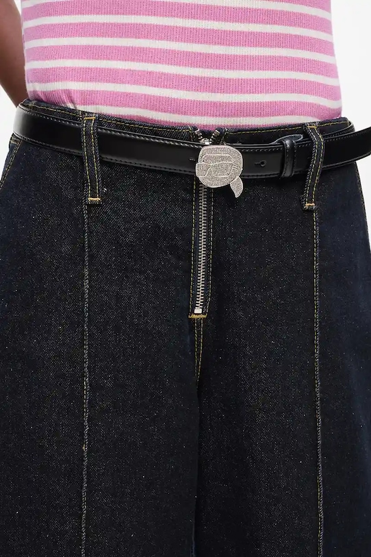 Kožený opasok Karl Lagerfeld IKON A4W33046 čierna