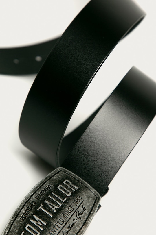 Tom Tailor Pasek skórzany 00611.0009 czarny AA00