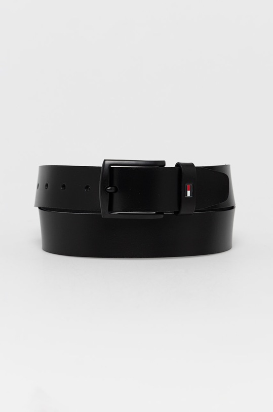 Tommy Hilfiger Pasek skórzany czarny AM0AM07130