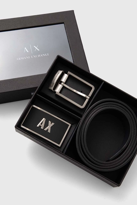 Двухсторонний кожаный ремень Armani Exchange Gift Box чёрный XM000185.AF11958.NOS