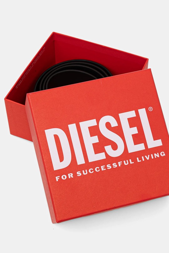 Obojstranný kožený opasok Diesel OVAL D LOGO B-1DR REV II čierna X09812.P4420
