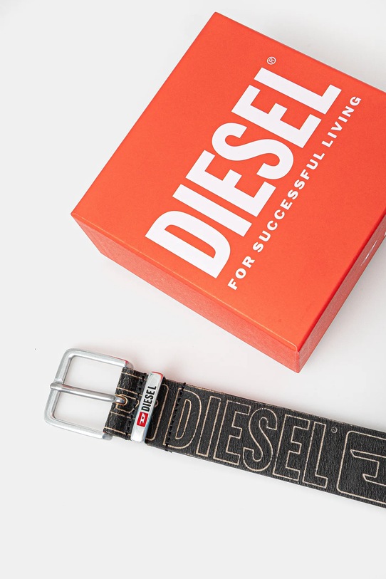 Akcesoria Diesel pasek skórzany DIESEL LOGO B-BISCOTTO OUTLINE X10427.P6812 czarny