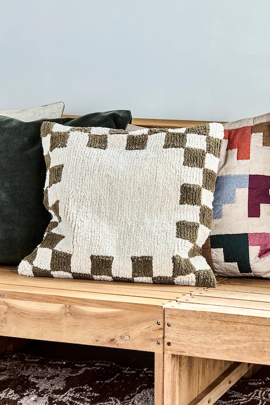 House Doctor poszewka dekoracyjna na poduszkę bawełniana HDChess 50 x 50 cm 900000152 zielony AA00