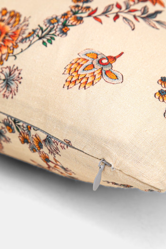 Povlak na polštář s dekorací s lnem 45 x 45 cm ZEFIRA105.LINOSOFT9313. béžová AA00