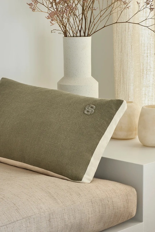 BOSS poszewka dekoracyjna na poduszkę lniana CLAYTON Dark kaki 31 x 55 cm zielony 1067482