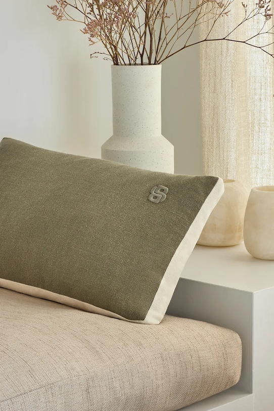 BOSS poszewka dekoracyjna na poduszkę lniana CLAYTON Dark kaki 31 x 55 cm zielony 1067482