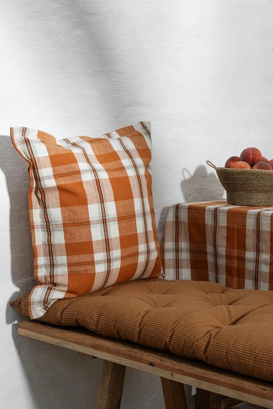 Dnevna soba in spalnica Bombažna dekorativna blazina za klop Madam Stoltz 45 x 125 cm MP.45125.50 rjava