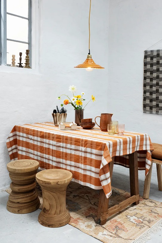 Bombažna dekorativna blazina za klop Madam Stoltz 45 x 125 cm rjava MP.45125.50