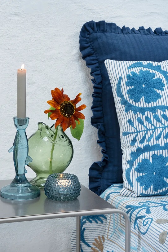 Madam Stoltz federa per cuscino decorativa in cotone 50 x 50 cm JOCU2867 blu AA00